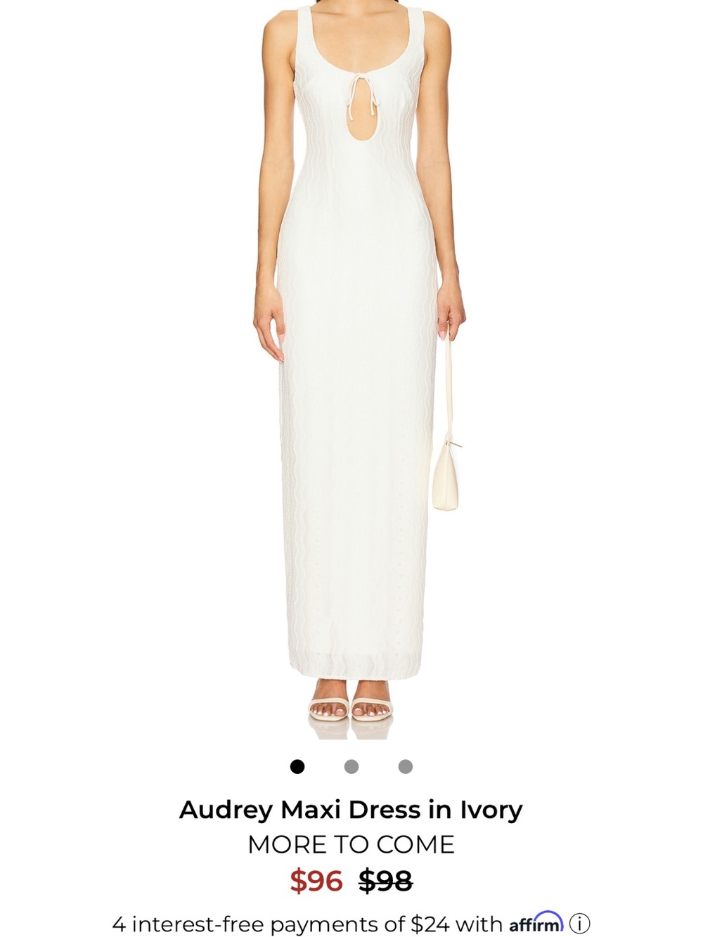 Audrey Sleeveless Ivory Maxi Dress with Front Keyhole Tie